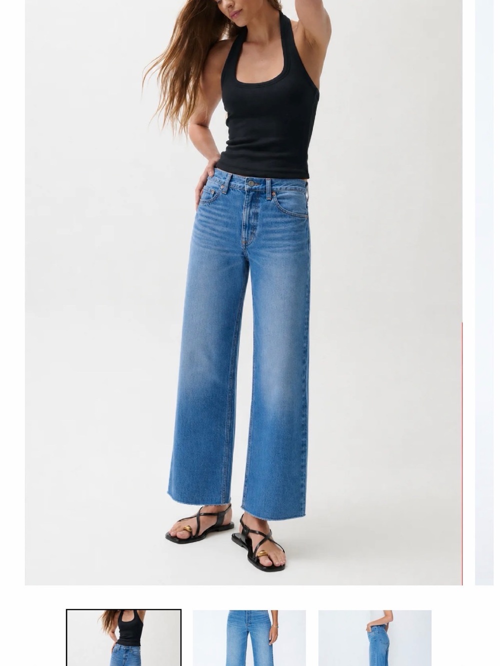 Pistola Lana High Rise Crop Medium Blue Wide-Leg High-Rise Jeans